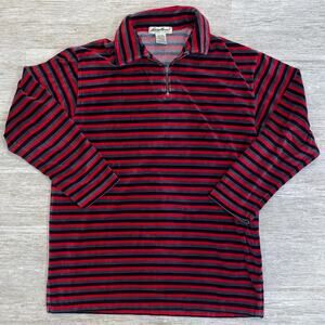 Vintage Eddie Bauer Quarter Zip Velour Striped Sweater Size XS